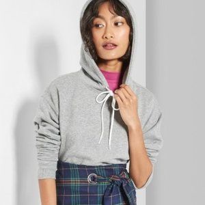 Women's Cropped Hoodie - Wild Fable Heather Gray  S NEW